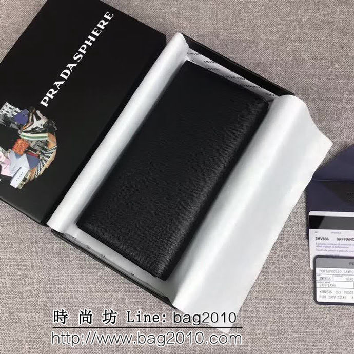 PRADA普拉達 官網同步 專櫃最新款 男士單拉鏈錢包 2MV836 DD1333